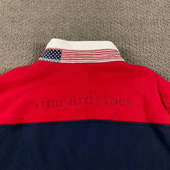 Vineyard Vines USA Color Block Mock Neck Pullover 1/2 Zip Sweatshirt Men's Large - Picture 4 of 11